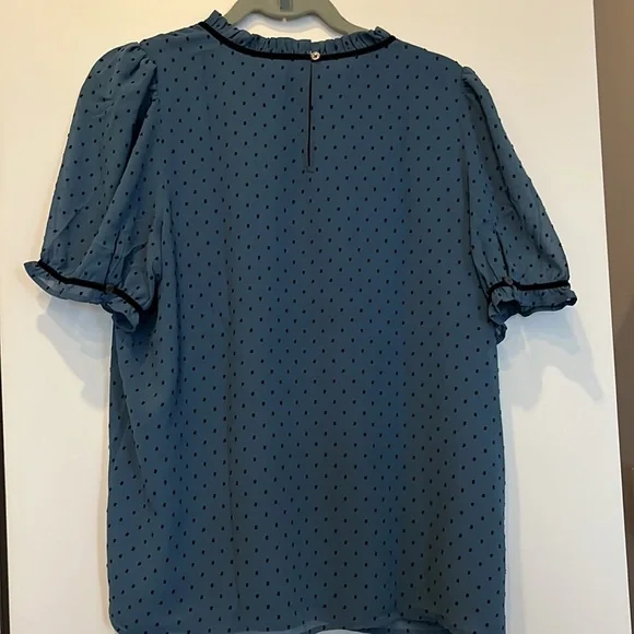 LOFT slate blue embroidered blouse NWOT - Picture 2 of 4